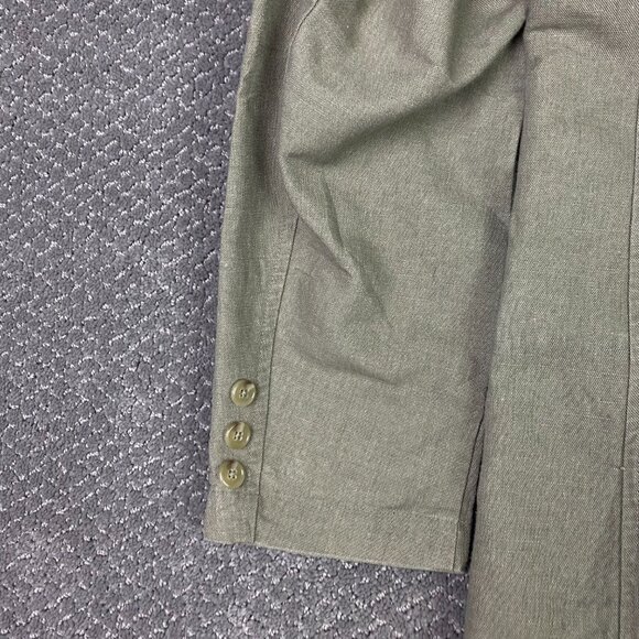 Vintage LL Bean Blazer Jacket Men's 40R Olive Green Cotton Linen - Picture 3 of 13